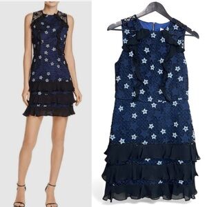 NWT Parker Zahara Stars Lace Silk Ruffle Mini Dress - Size 8